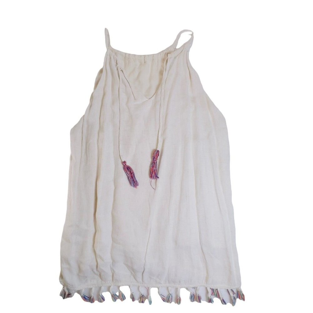 Paper‎ Crane Women’s Ivory Halter Sleeveless Top Tassel Size Medium